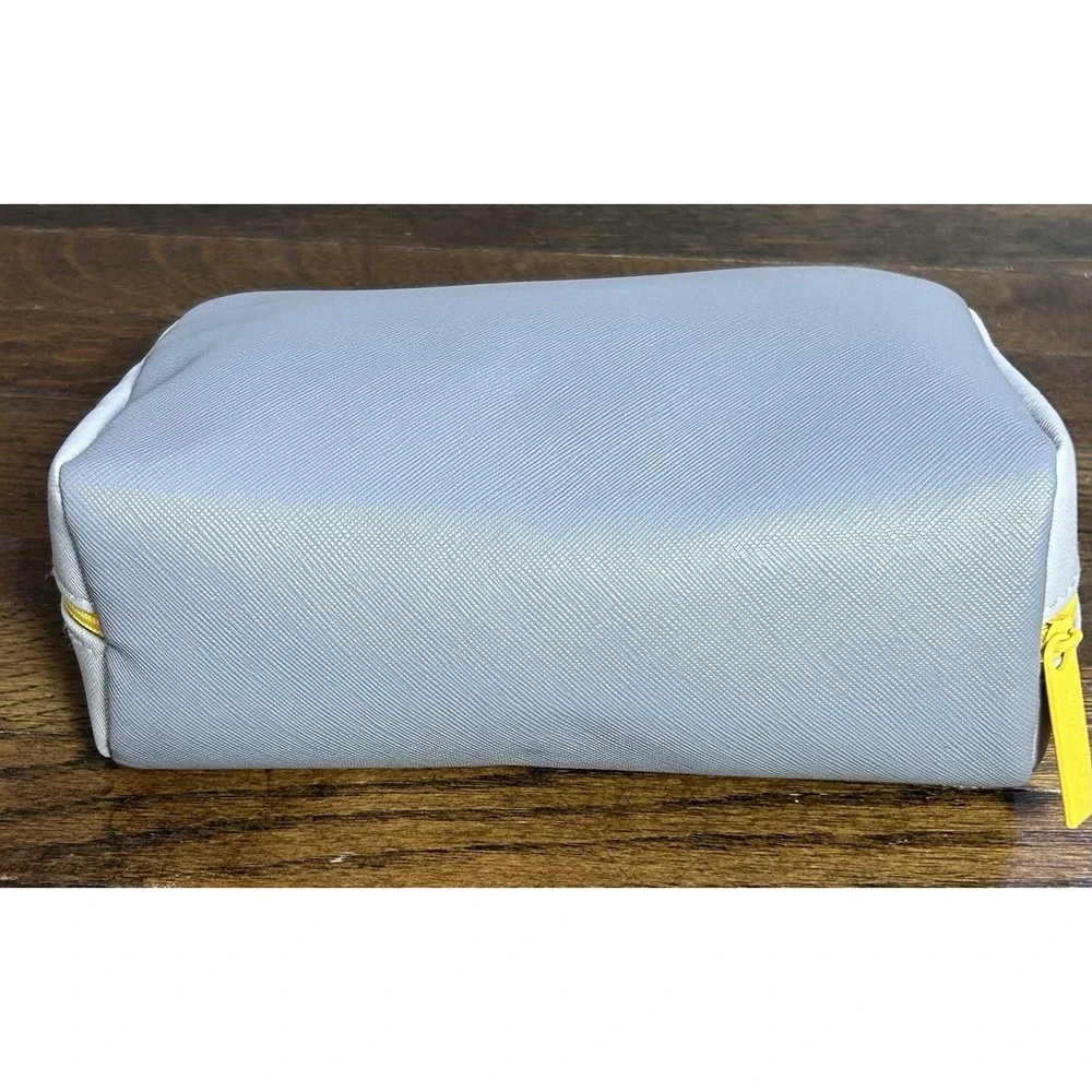 Cole Hann Small Men's Dopp Bag Washable Fabric Grey With Yellow Zipper